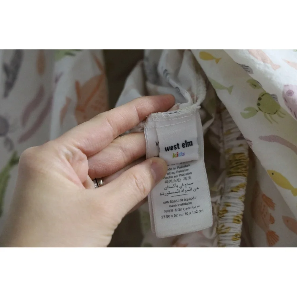 West Elm‎ Kids Crib Fitted Sheet 100% Organic Cotton Sea Creatures Print